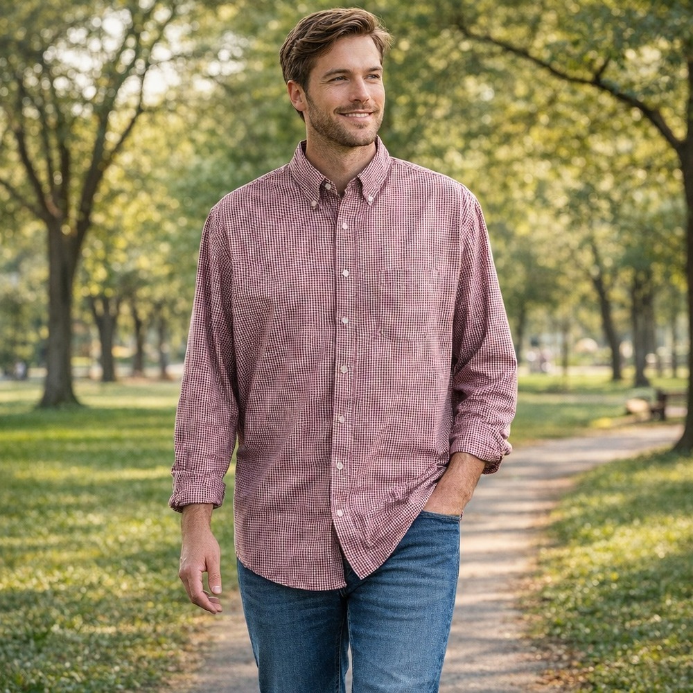 Brooks Brothers Red and White Micro-Check Button-Down Shirt